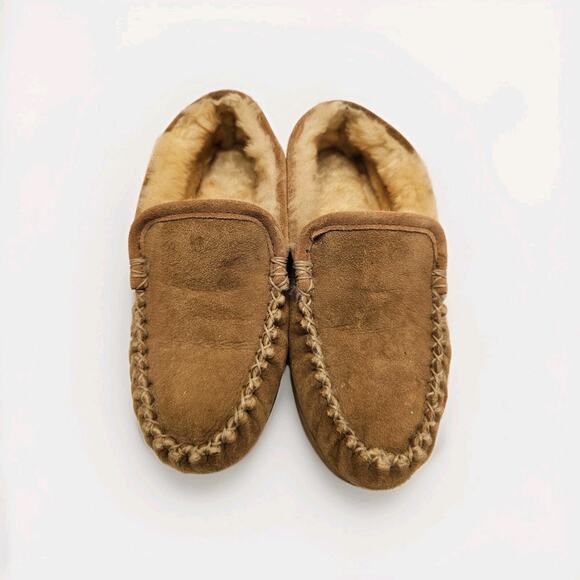 LL Bean Womens 6 M Suede Brown Wicked Good Shearling Lined Venetian Slippers - Picture 2 of 9